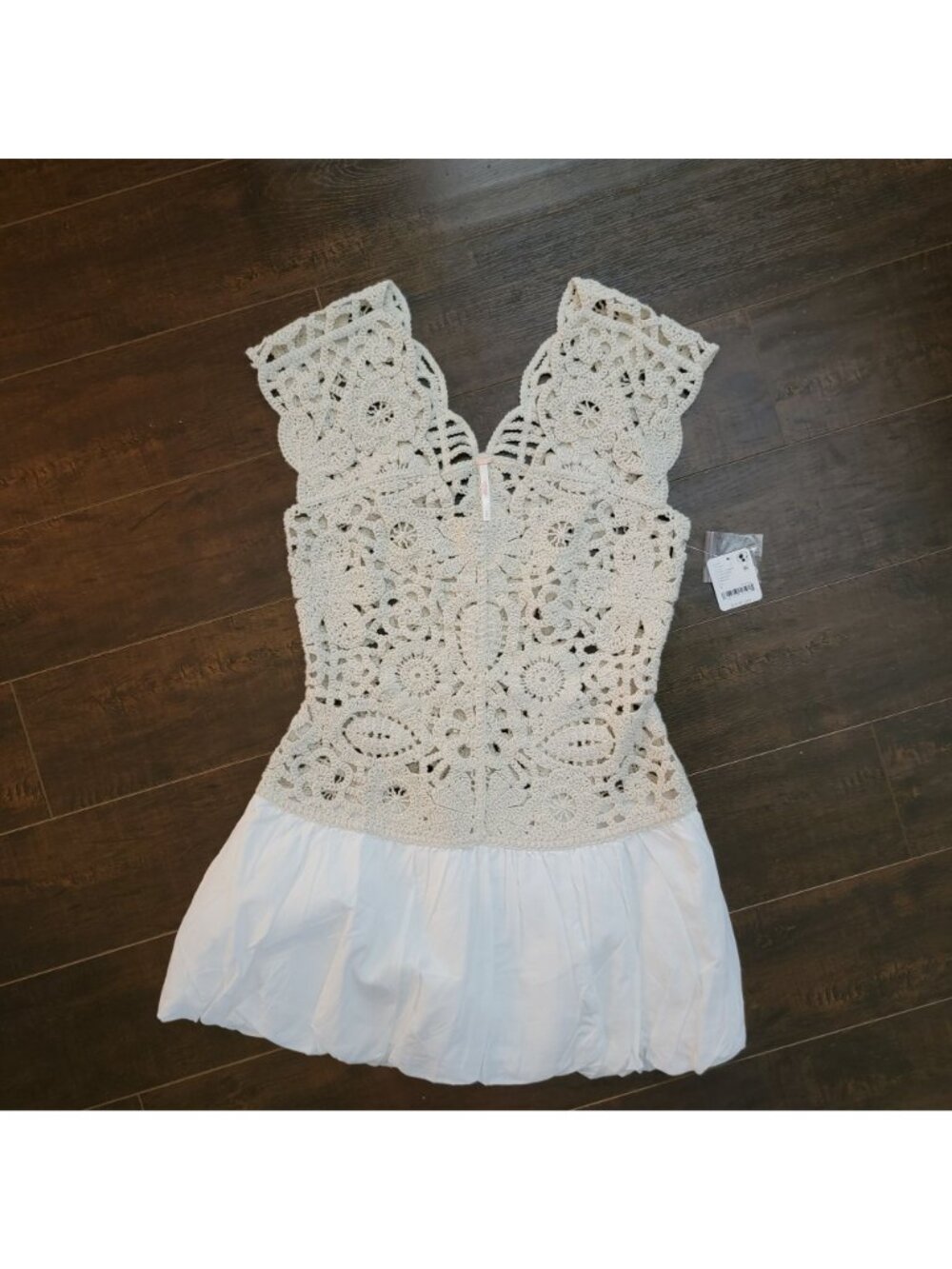 Free People Kinsley Crochet Mini Dress Boho Chic Hippie Retro Feminine Womens S - Picture 2 of 8